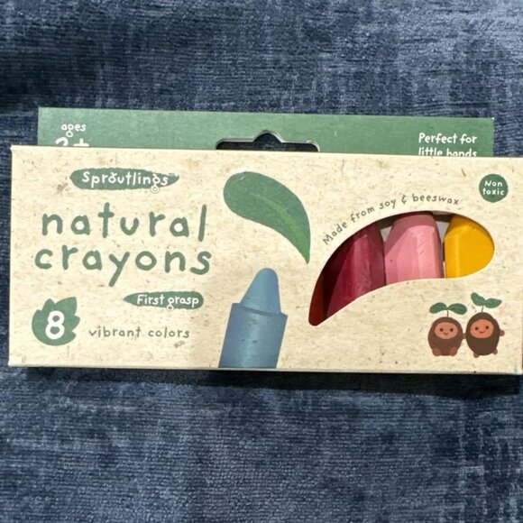 Sproutlings Natural Soy & Beeswax Crayons 8 Piece Count, Vibrant, First Grasp - Picture 1 of 6